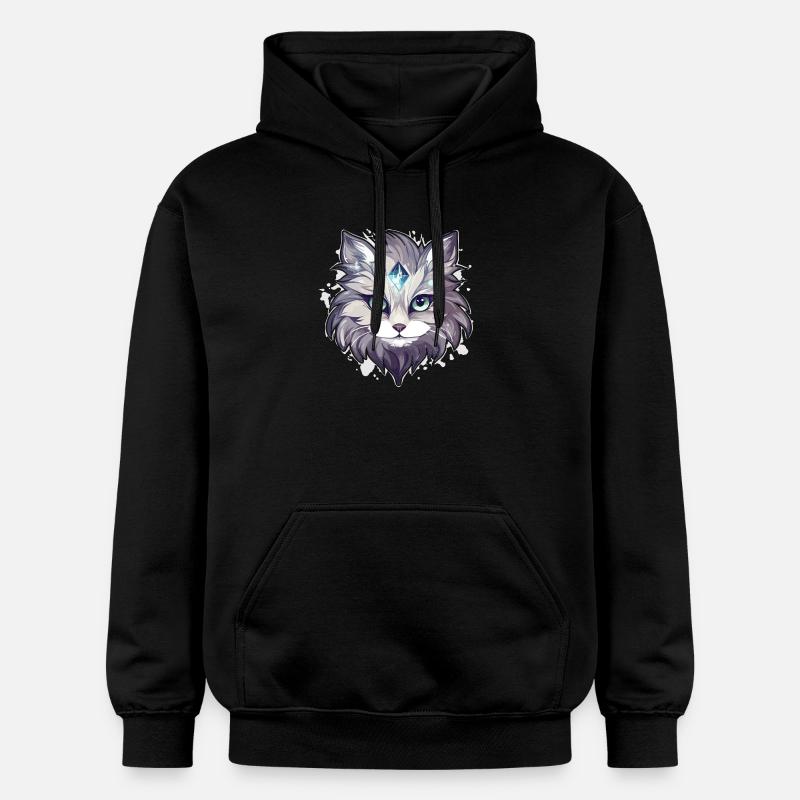 Chat - illustration - Sweat à capuche Softstyle® Gildan Unisexe - noir