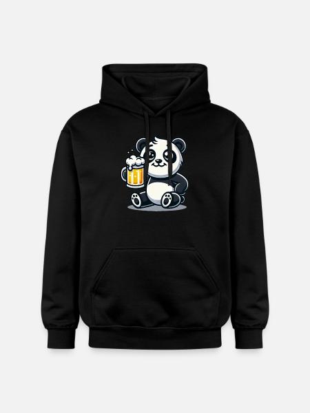 Cute Panda Drinking Beer - Gildan Unisex Softstyle® Midweight Hoodie - Schwarz