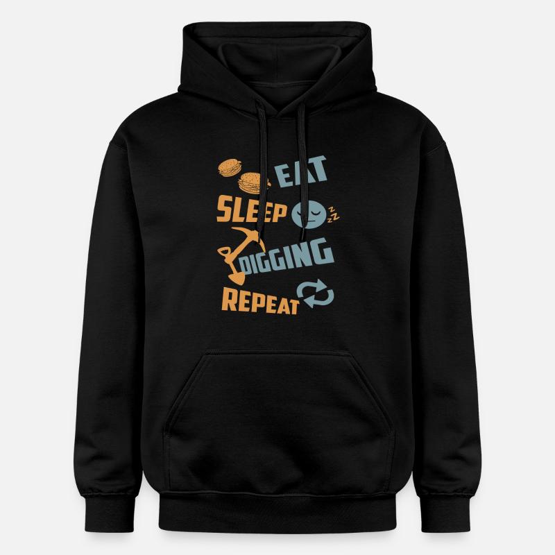 Manger, dormir, creuser, répéter - Sweat à capuche Softstyle® Gildan Unisexe - noir
