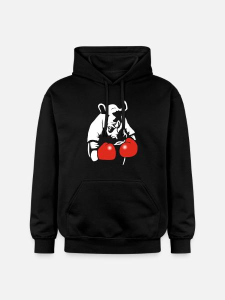Boxing Rhinoceros - Gildan Unisex Softstyle® Midweight Hoodie - black