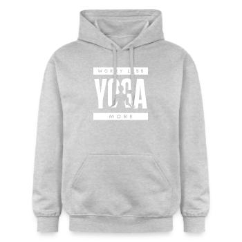 Lustiges Yoga Zitat - Gildan Unisex Softstyle® Midweight Hoodie - Hellgrau meliert - Vorne - Liana (172cm) & Jaron (178cm)