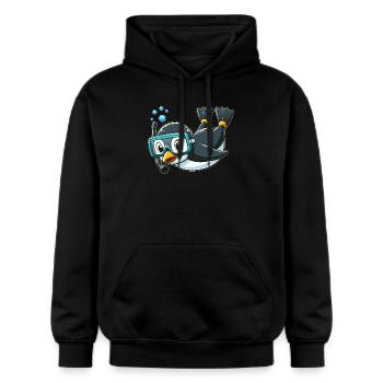 Süßer Pinguin Cartoon Taucher Tiefseetaucher - Gildan Unisex Softstyle® Midweight Hoodie - Schwarz - Vorne - Marisol (170cm) & Nik (191cm)