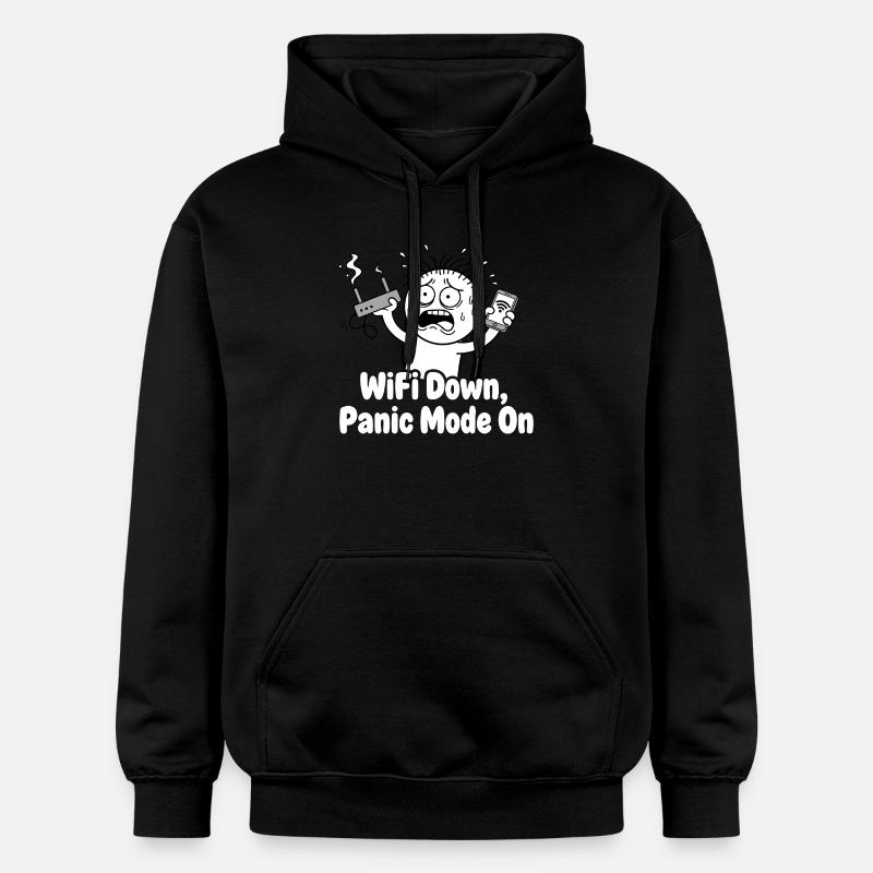 WiFi-Ausfall Panikmodus Meme - Gildan Unisex Softstyle® Midweight Hoodie - Schwarz