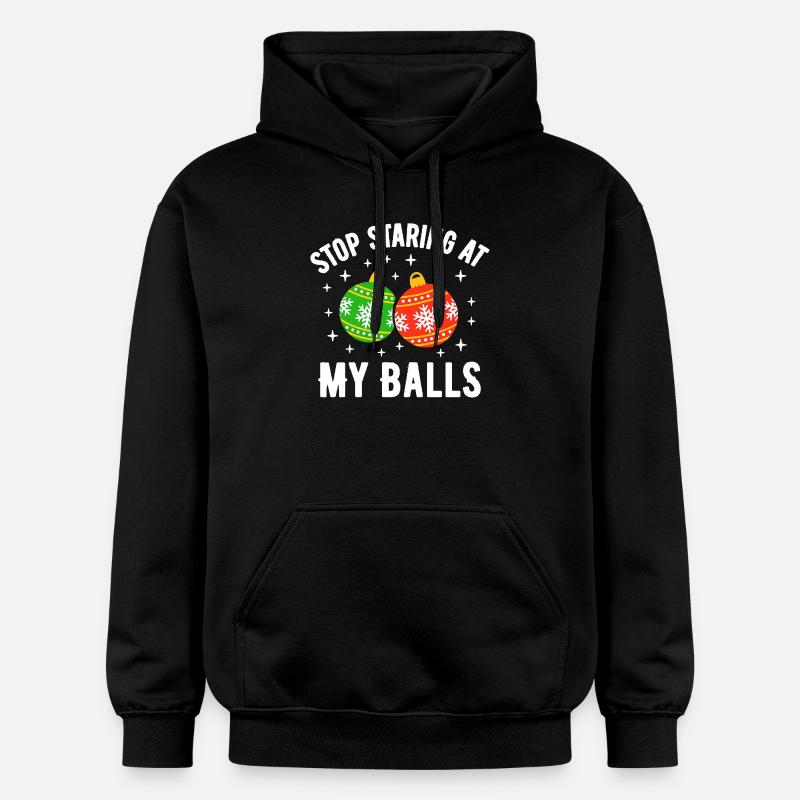 Arrête de fixer mes couilles - Sweat à capuche Softstyle® Gildan Unisexe - noir