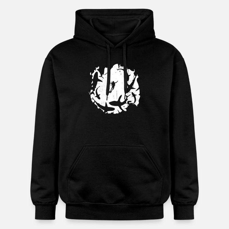 Plongeur en silhouette circulaire de requin - Sweat à capuche Softstyle® Gildan Unisexe - noir