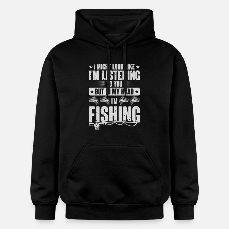 La pêche dans ma tête - Sweat à capuche Softstyle® Gildan Unisexe - noir