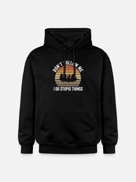 Don't Follow Me I Do Stupid Things Rafting - Gildan Unisex Softstyle® Midweight Hoodie - black