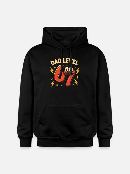 Pappa Nivå 67 Sex Sju Meme Pappa Humor - Gildan luvtröja unisex Softstyle® Midweight - svart