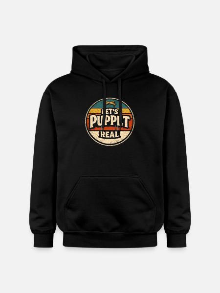 Puppenehrlich | Puppet Show Retro Humor - Gildan Unisex Softstyle® Midweight Hoodie - black