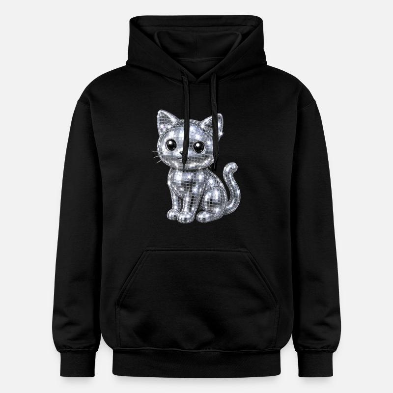 Katze Disco Glitzer - Gildan Unisex Softstyle® Midweight Hoodie - Schwarz