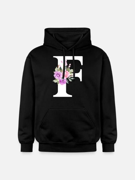 Lila Blumenbuchstabe F - Gildan Unisex Softstyle® Midweight Hoodie - Schwarz
