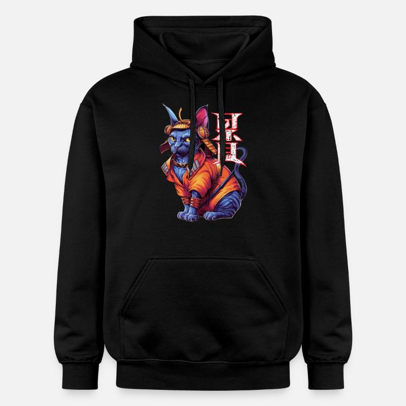 Samurai-Katze - Ninja-Kätzchen - Gildan Unisex Softstyle® Midweight Hoodie - Schwarz