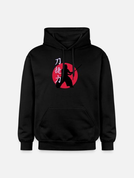 samurai_strength_victory_sword_3c - Gildan Unisex Softstyle® Midweight Hoodie - black