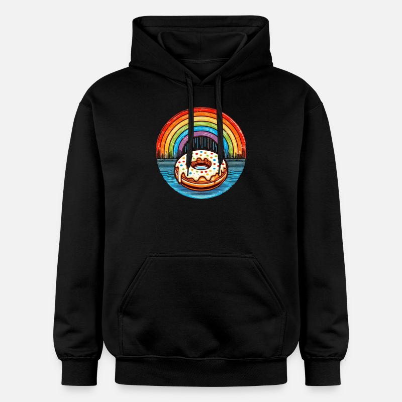 Beignet arc-en-ciel - Sweat à capuche Softstyle® Gildan Unisexe - noir