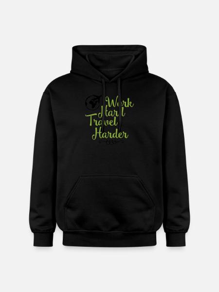 Work hard travel harder - Gildan Unisex Softstyle® Midweight Hoodie - black