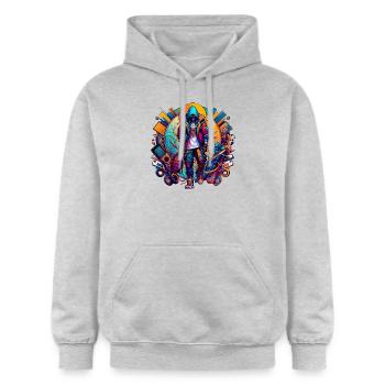 gaming leader - Gildan Unisex Softstyle® Midweight Hoodie - Hellgrau meliert - Vorne - Liana (172cm) & Jaron (178cm)