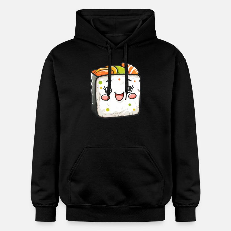 Bande dessinée de sushi drôle - Sweat à capuche Softstyle® Gildan Unisexe - noir