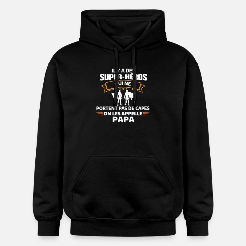 Humour Super-Héros Papa Illustration - Sweat à capuche Softstyle® Gildan Unisexe - noir