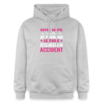 Infirmiere Soyez Gentil Avec Moi Humour Infirmière - Sweat à capuche Softstyle® Gildan Unisexe - gris clair chiné - Devant - Liana (172cm) & Jaron (178cm)