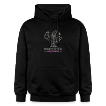 NEURODIVERSER GEIST Einzigartiges Verdrahtungsbewusstsein - Gildan Unisex Softstyle® Midweight Hoodie - Schwarz - Vorne - Marisol (170cm) & Nik (191cm)