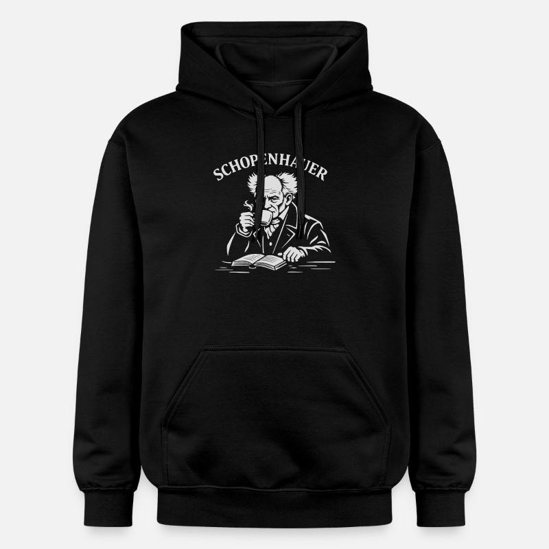 Arthur Schopenhauer boit du café - Sweat à capuche Softstyle® Gildan Unisexe - noir