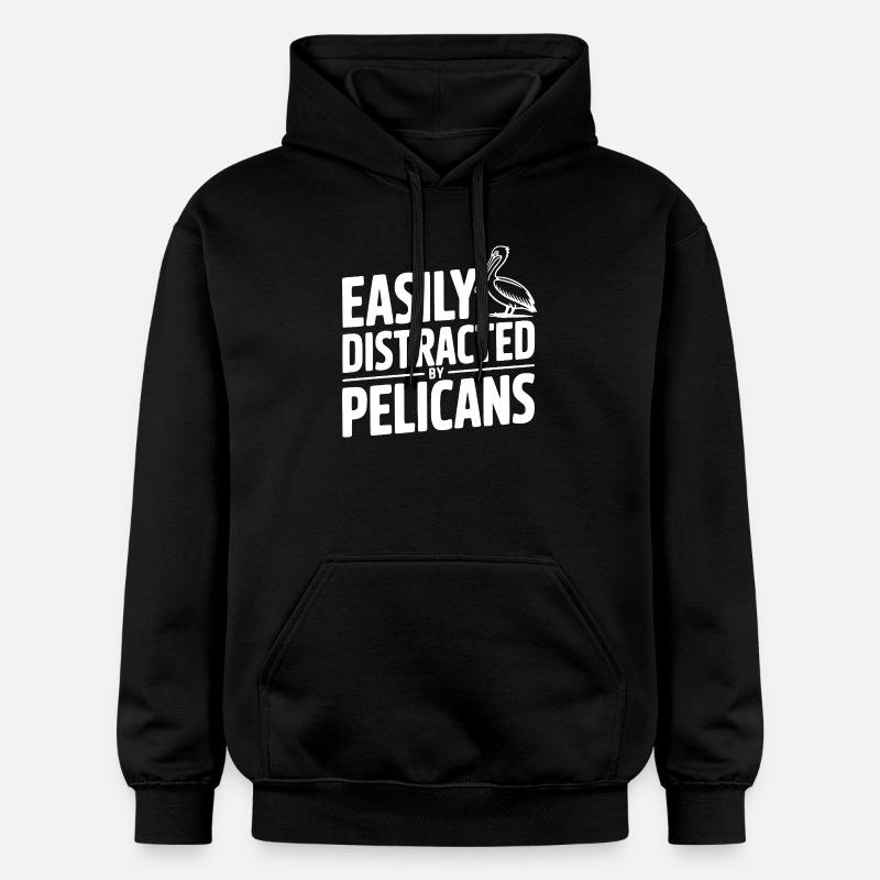 Facilement distrait par les pélicans - Sweat à capuche Softstyle® Gildan Unisexe - noir