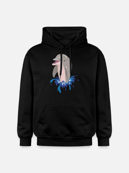 Dolphin sea beach splashes - Gildan Unisex Softstyle® Midweight Hoodie - black