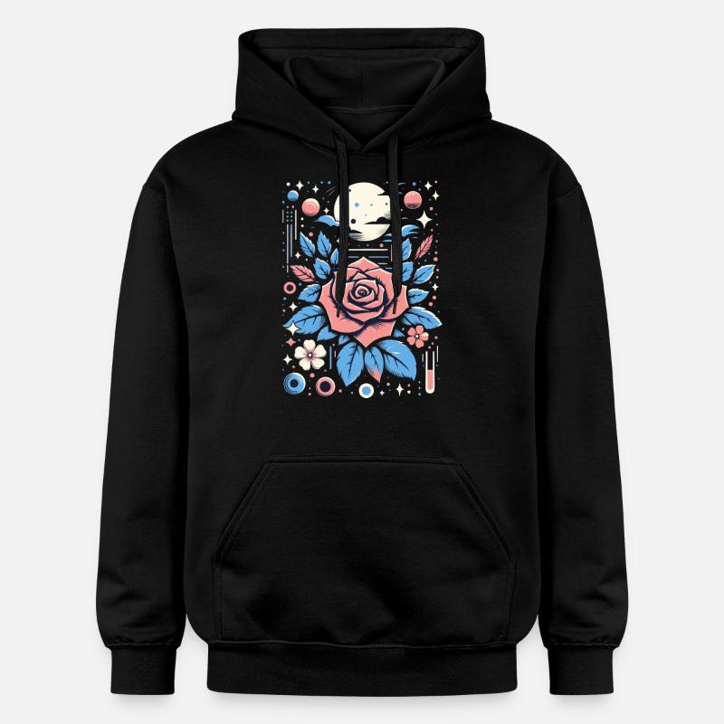 Rose Cosmique - Sweat à capuche Softstyle® Gildan Unisexe - noir
