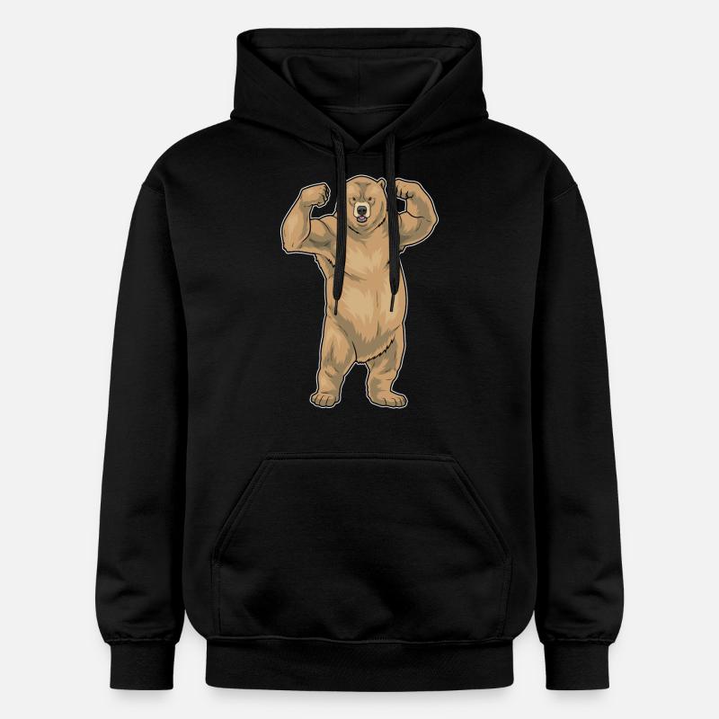 Bear Bodybuilder Musculation - Sweat à capuche Softstyle® Gildan Unisexe - noir