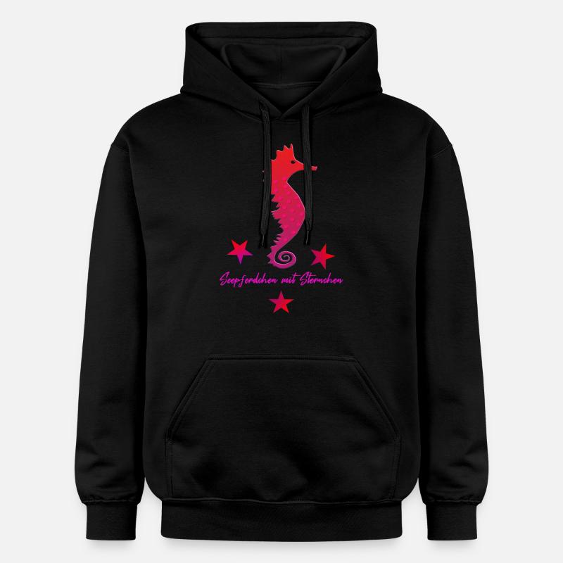 rotes Seepferdchen mit Sternchen pink - Gildan Unisex Softstyle® Midweight Hoodie - Schwarz