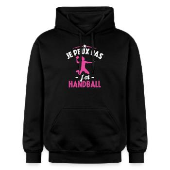 Je peux pas j'ai handball - Sweat à capuche Softstyle® Gildan Unisexe - noir - Devant - Marisol (170cm) & Nik (191cm)