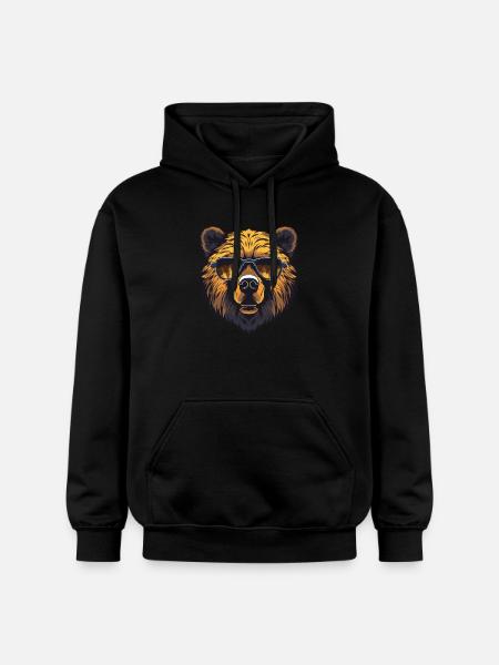 Bear Hipster Cool Party - Gildan Unisex Softstyle® Midweight Hoodie - black