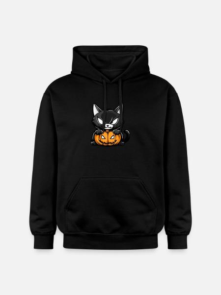 Cat Halloween Cat - Gildan Unisex Softstyle® Midweight Hoodie - black