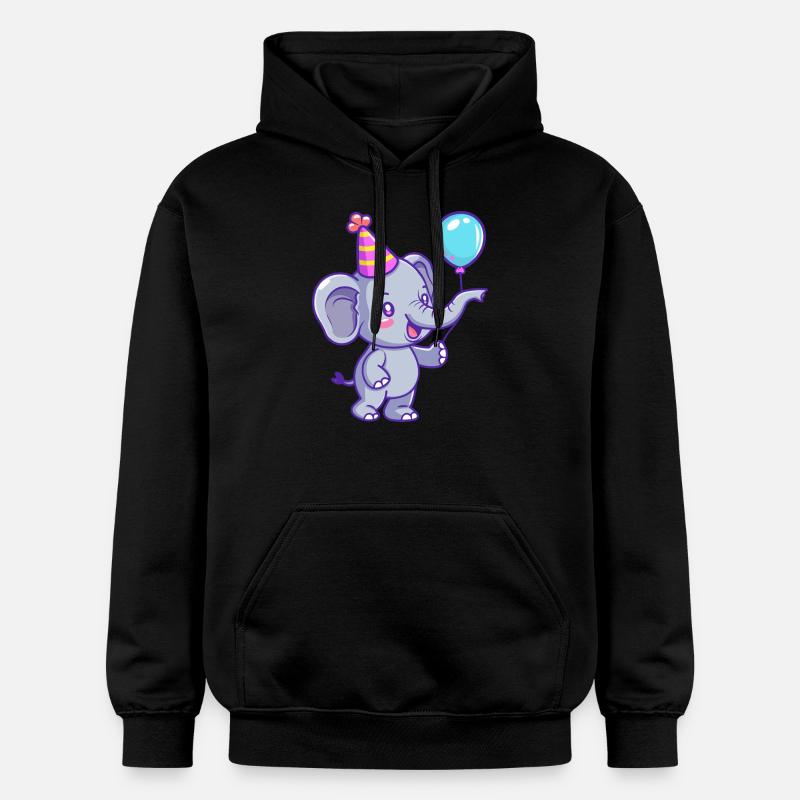 Éléphant Anniversaire Bébé - Sweat à capuche Softstyle® Gildan Unisexe - noir