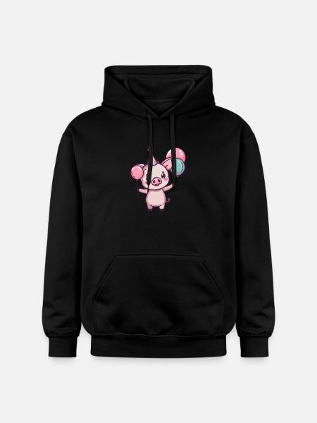 Cochon Anniversaire Bébé Sanglier - Sweat à capuche Softstyle® Gildan Unisexe - noir