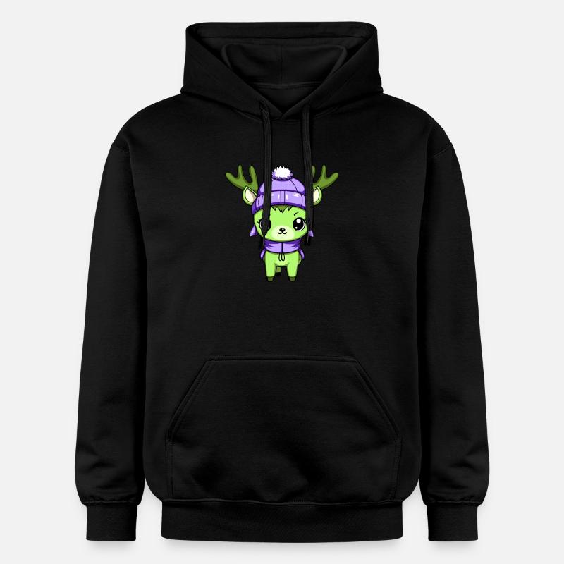 Bande dessinée d’hiver cerf - Sweat à capuche Softstyle® Gildan Unisexe - noir