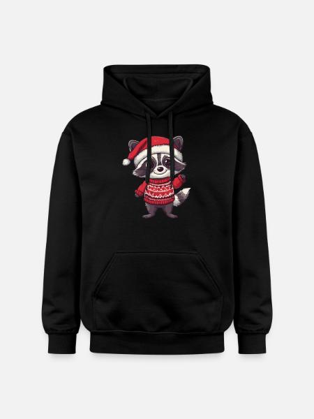 Raccoon Christmas Comic - Gildan Unisex Softstyle® Midweight Hoodie - black