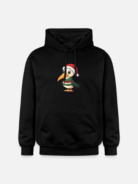 Pelican Bird Christmas Comic - Gildan Unisex Softstyle® Midweight Hoodie - black