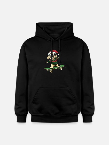 Labrador Dog Christmas Skateboard - Gildan Unisex Softstyle® Midweight Hoodie - black
