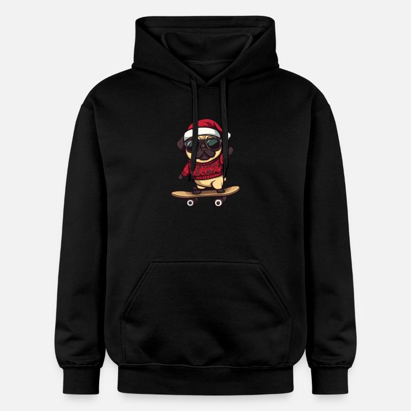 Carlin Chien Noël Skateboard - Sweat à capuche Softstyle® Gildan Unisexe - noir