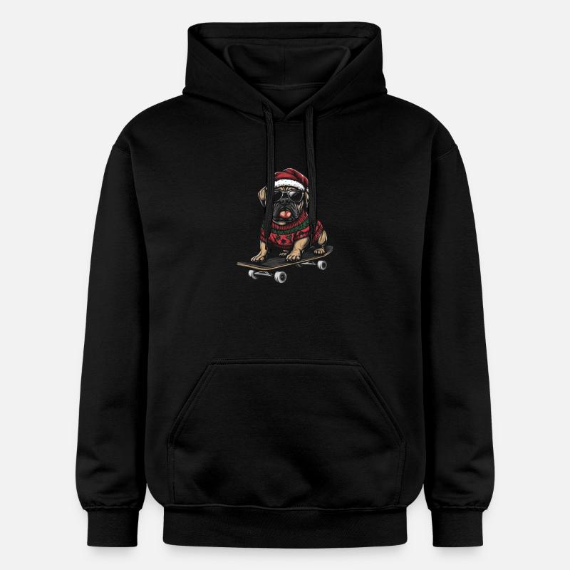 Mastiff Chien Noël Skateboard - Sweat à capuche Softstyle® Gildan Unisexe - noir