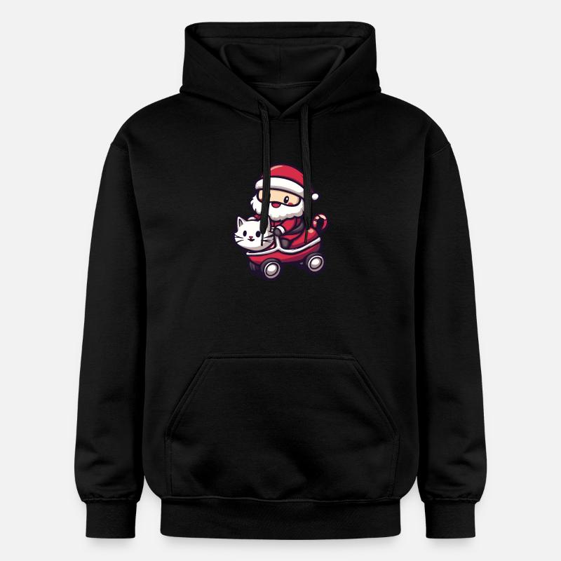 Chat Père Noël - Sweat à capuche Softstyle® Gildan Unisexe - noir