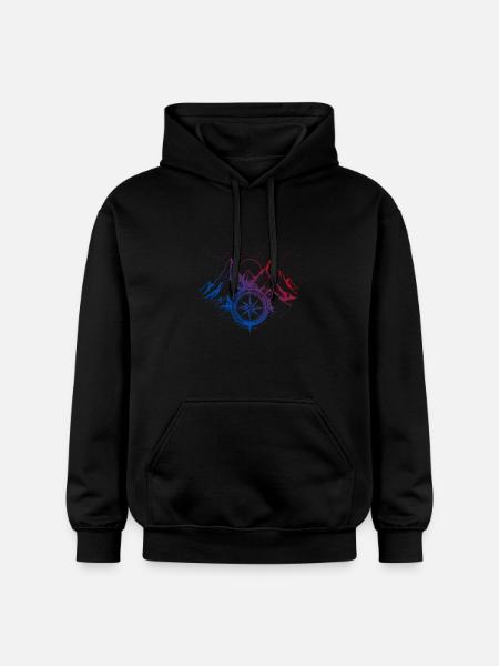 Berge Kompass - Gildan Unisex Softstyle® Midweight Hoodie - Schwarz