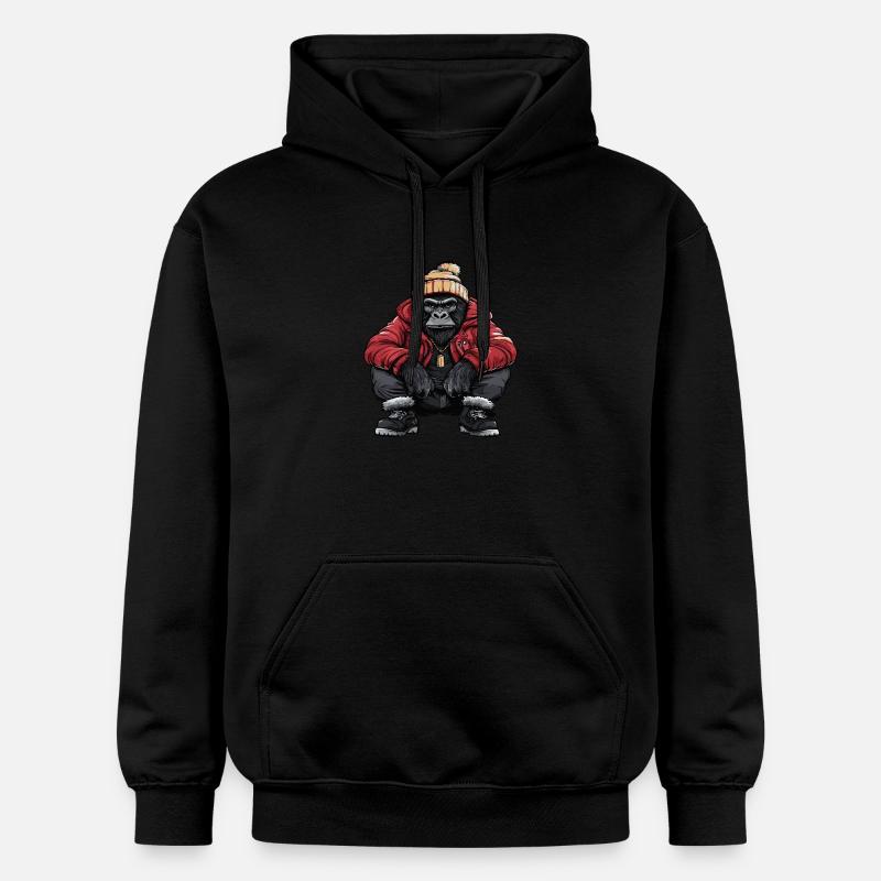 Gorille Funny Winter - Sweat à capuche Softstyle® Gildan Unisexe - noir
