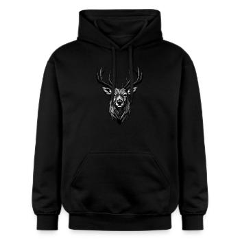 Tête de cerf - Sweat à capuche Softstyle® Gildan Unisexe - noir - Devant - Marisol (170cm) & Nik (191cm)
