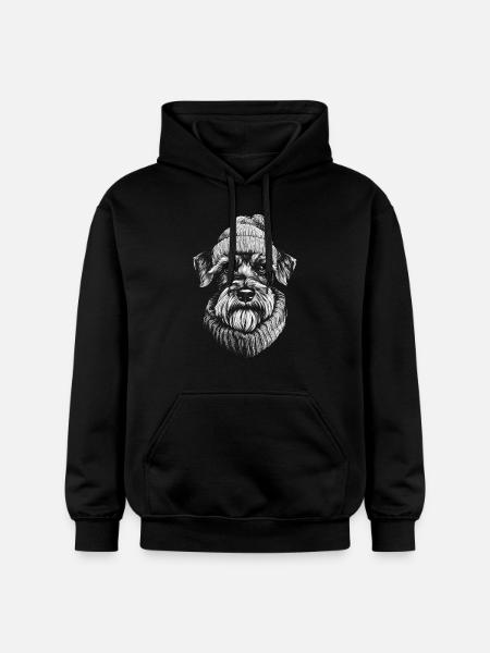 Schnauzer bobble hat dog dog - Gildan Unisex Softstyle® Midweight Hoodie - black