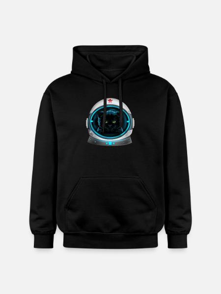 angry space cat astronaut - Gildan Unisex Softstyle® Midweight Hoodie - black