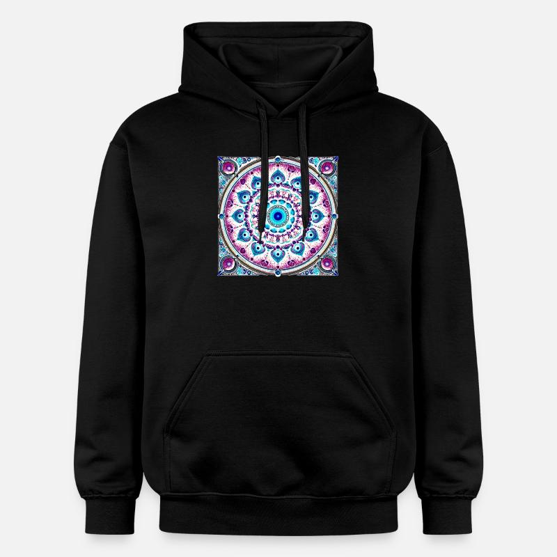 Mandala Orbital Bleu-Rose - Sweat à capuche Softstyle® Gildan Unisexe - noir