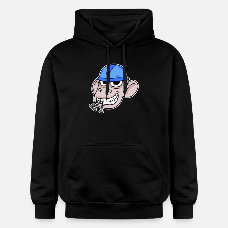 Affe Baustelle Bauarbeiter - Gildan Unisex Softstyle® Midweight Hoodie - Schwarz