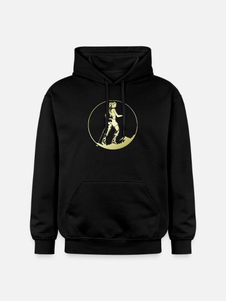 Nordic Walking Silhouette - Gildan Unisex Softstyle® Midweight Hoodie - black